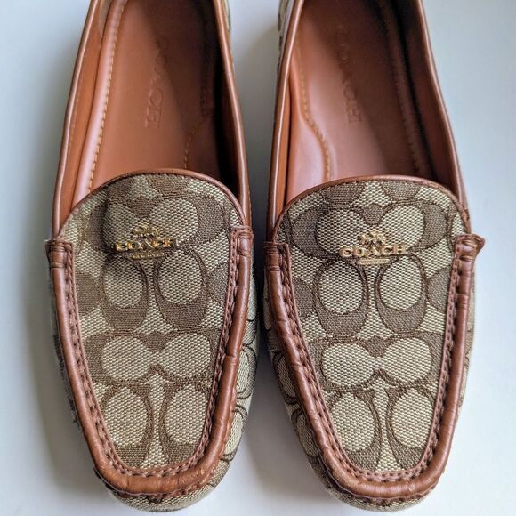 Coach Lock Up Driver Slip On Khaki Saddle Brown Loafers 8 - Picture 4 of 16